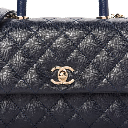 Chanel Caviar Quilted Mini Coco Handle Flap Navy Blue 10 of 10