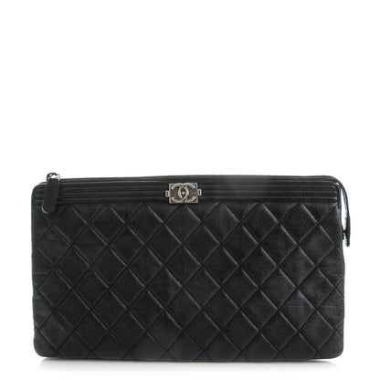 Chanel Calfskin Quilted Small Zipped Boy Pouch Black 1 of 8
