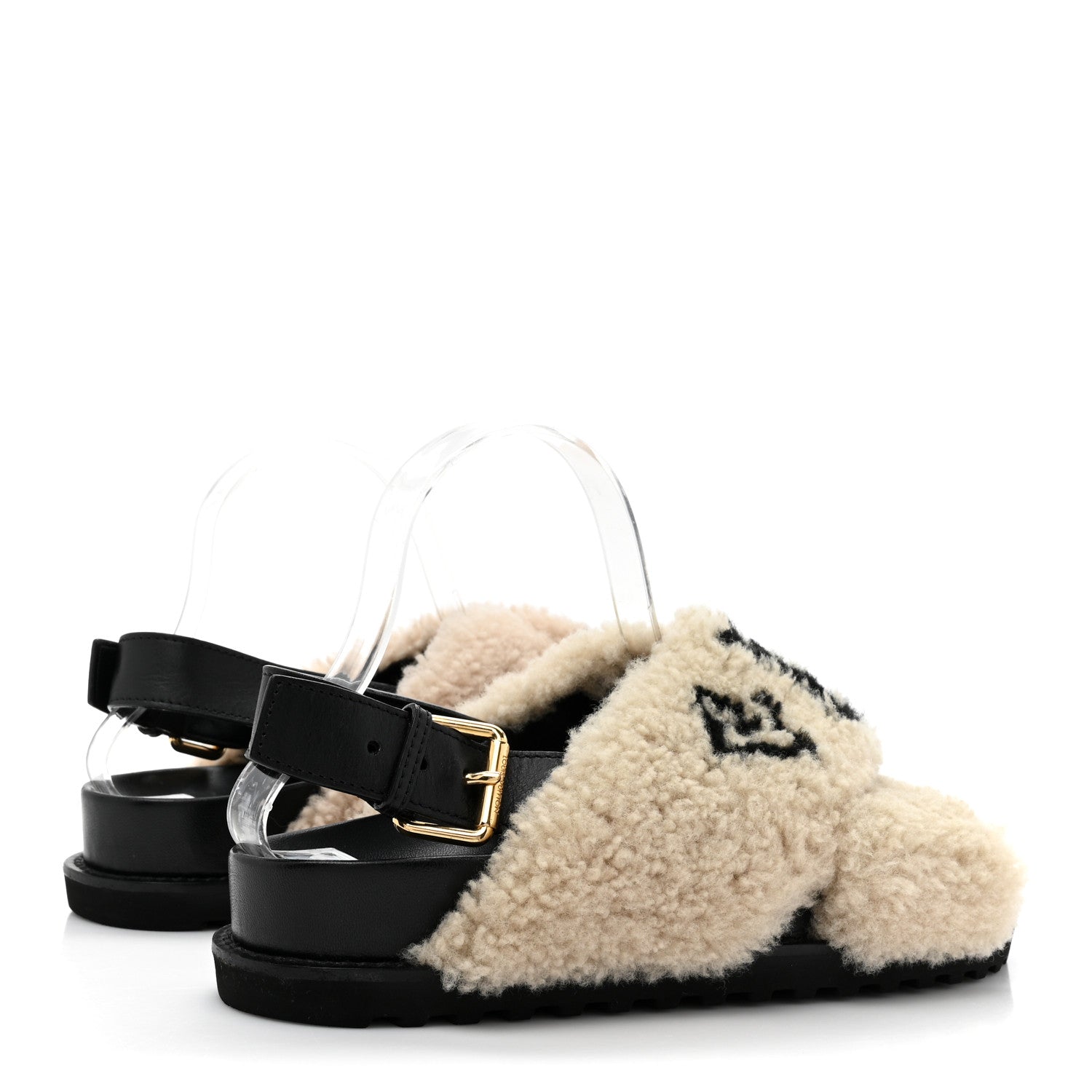 Louis Vuitton Shearling Paseo Sandals 40 Black 5 of 11