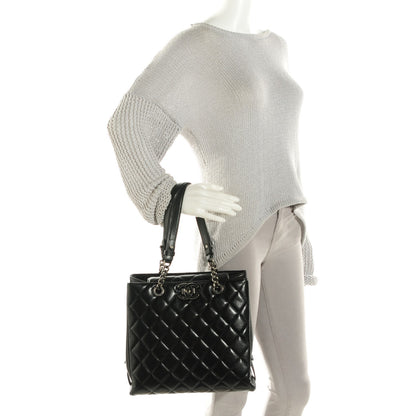 Chanel Metallic Goatskin Quilted Small City Rock Shopping Tote Black 2 of 7