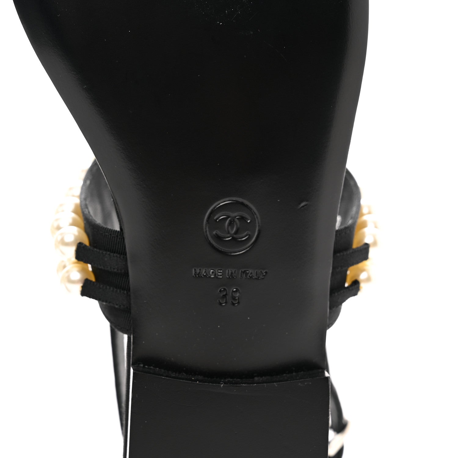Chanel Grosgrain Pearl CC Sandals 39 Black 7 of 9
