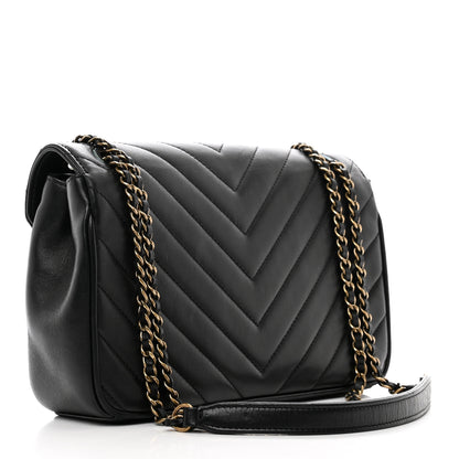 Chanel Lambskin Chevron Quilted Small Pyramid CC Flap Black 3 of 9