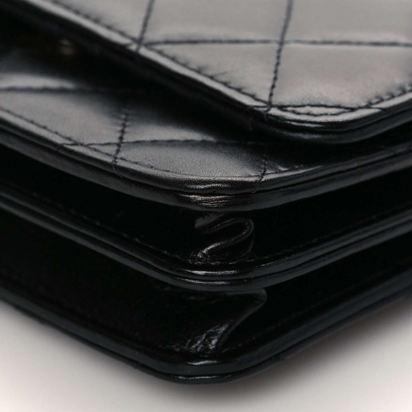 Calfskin Quilted Mini Maxi Pearls Wallet On Chain WOC Black