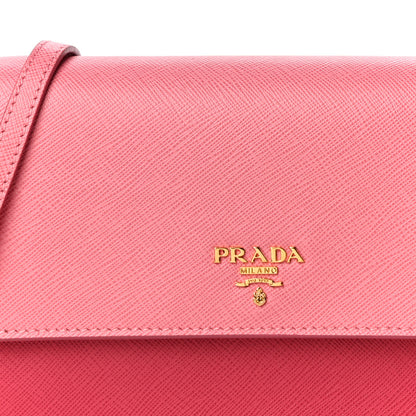 Prada Saffiano Lux Metal Flap Wallet with Strap Peonia Geranio 8 of 10