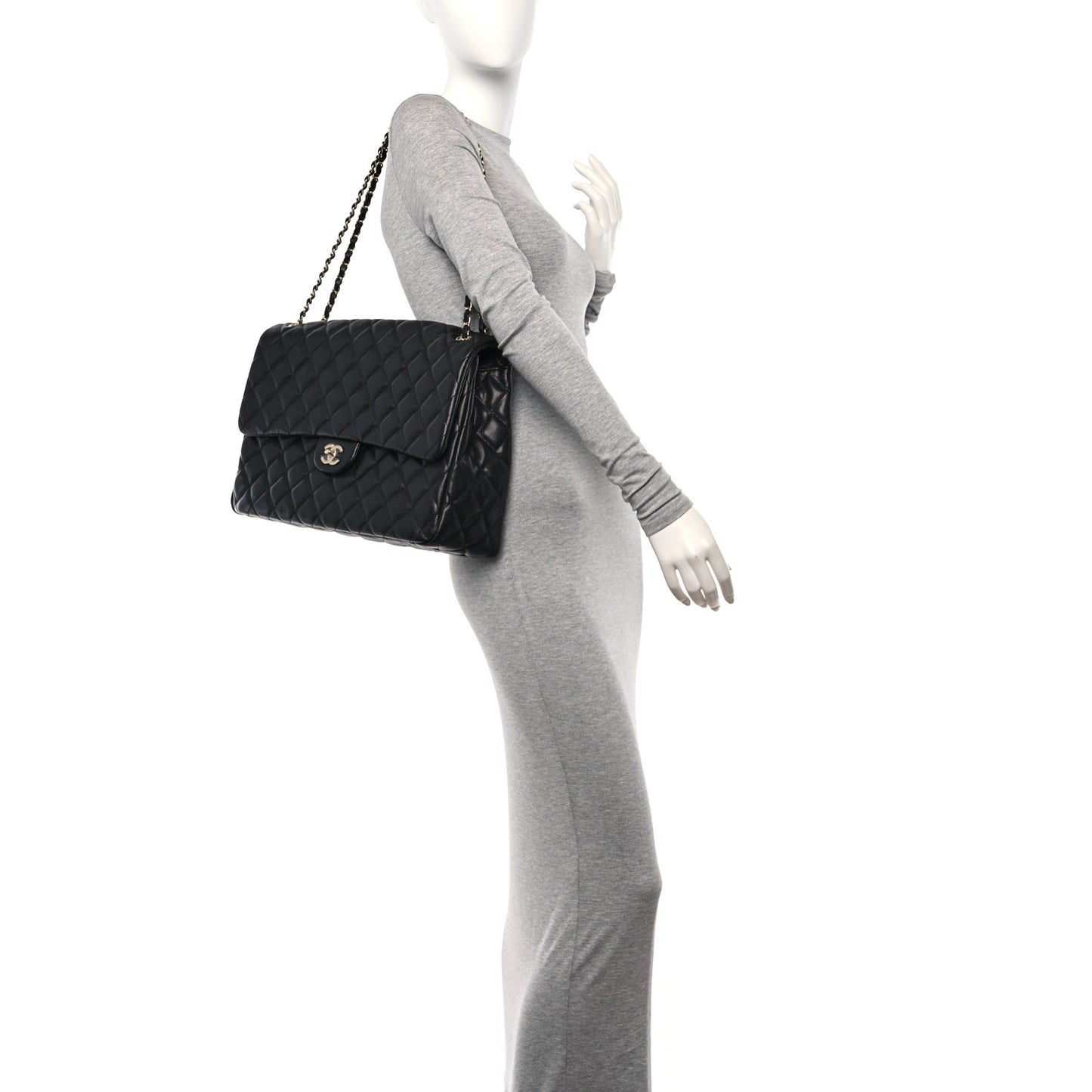 Caviar Quilted XXL Travel Flap Bag Black