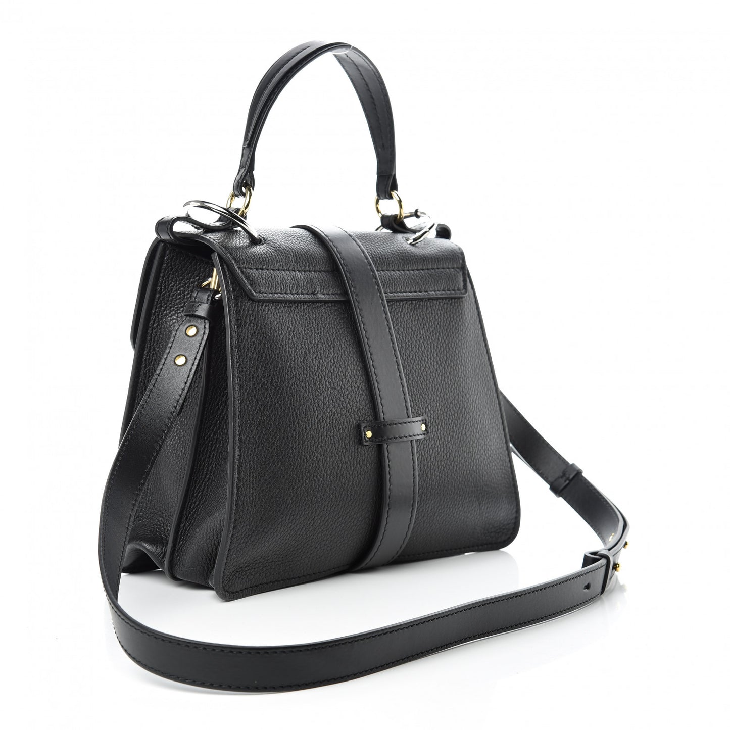 Grained Calfskin Medium Aby Day Shoulder Bag Black