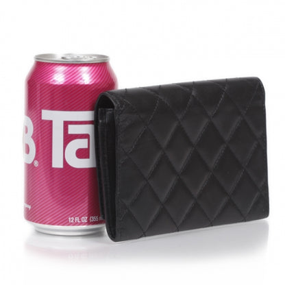Chanel Calfskin Quilted Cambon Billfold Wallet Black White 2 of 9