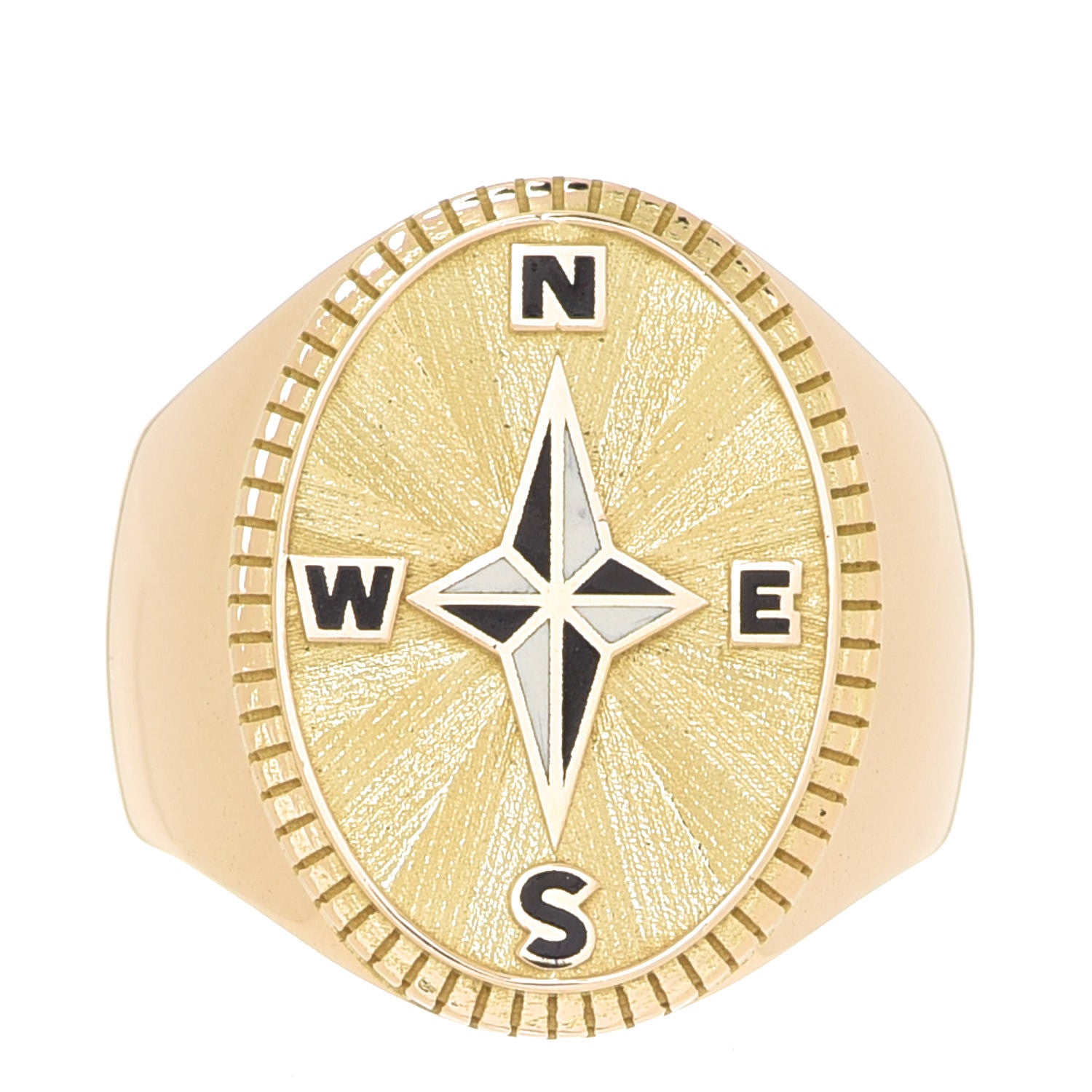 Foundrae 18K Yellow Gold Enamel Internal Compass Big Daddy Signet Ring 56 7.5 1 of 4
