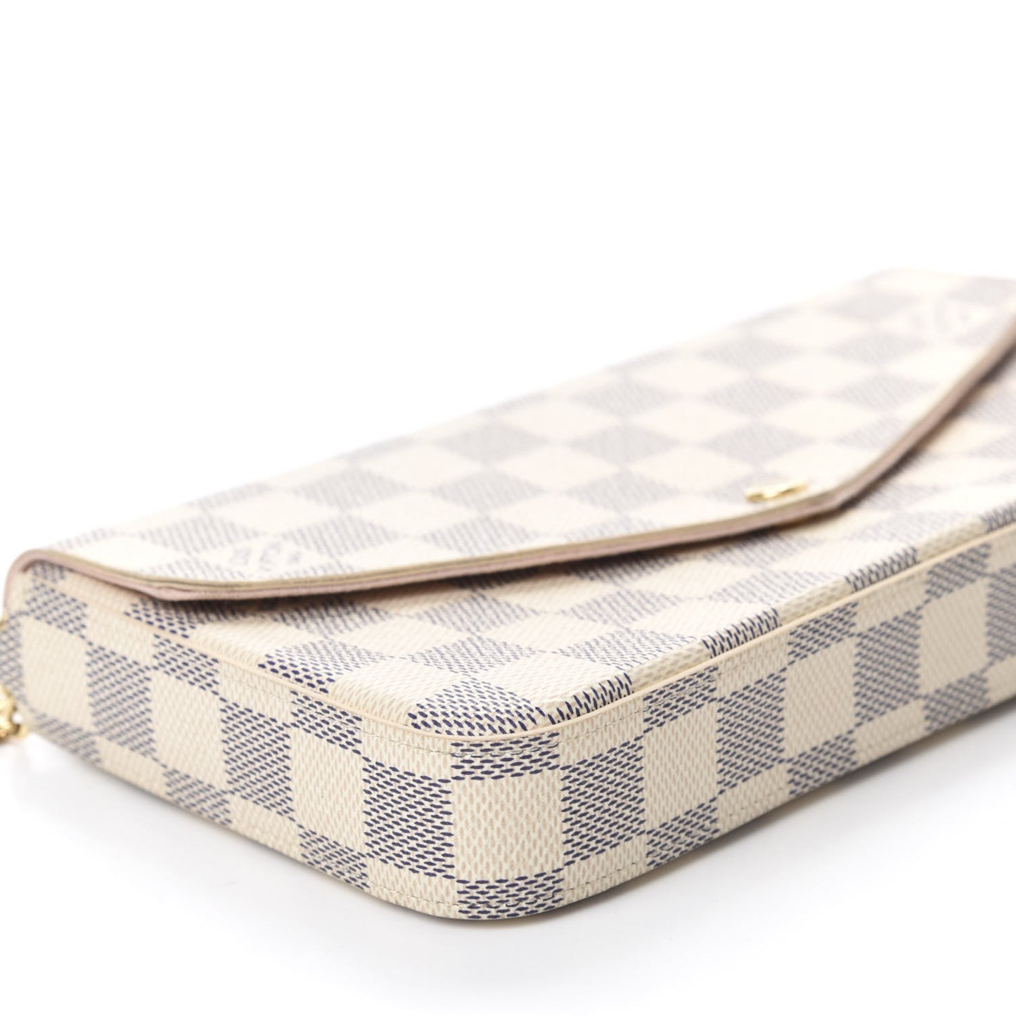 Damier Azur Pochette Felicie Chain Wallet Rose Ballerine