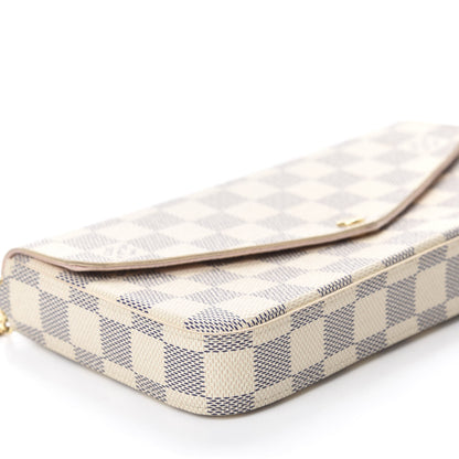 Louis Vuitton Damier Azur Pochette Felicie Chain Wallet Rose Ballerine 6 of 13