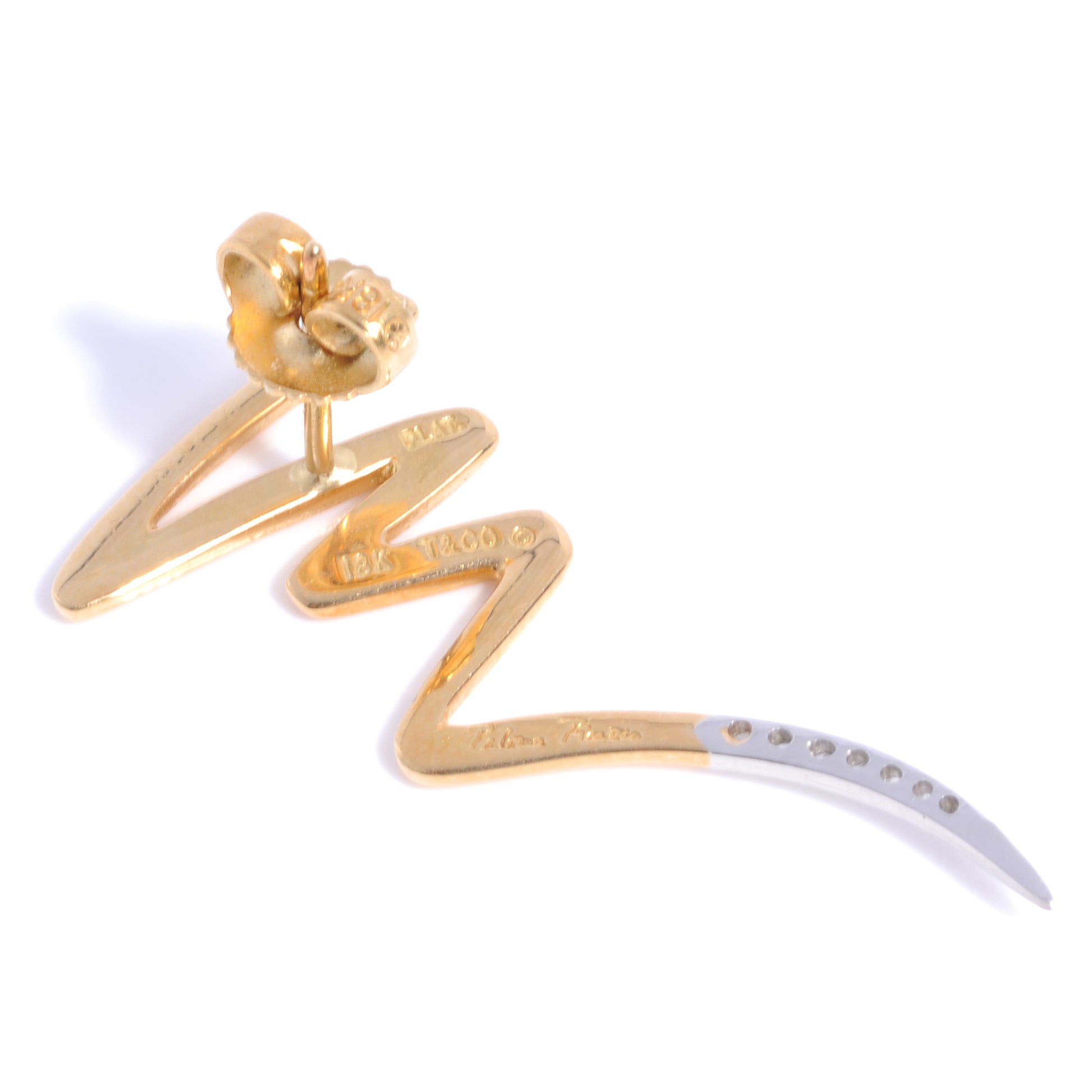 Tiffany 18K Platinum Diamond Paloma Picasso Scribble Earrings 5 of 5