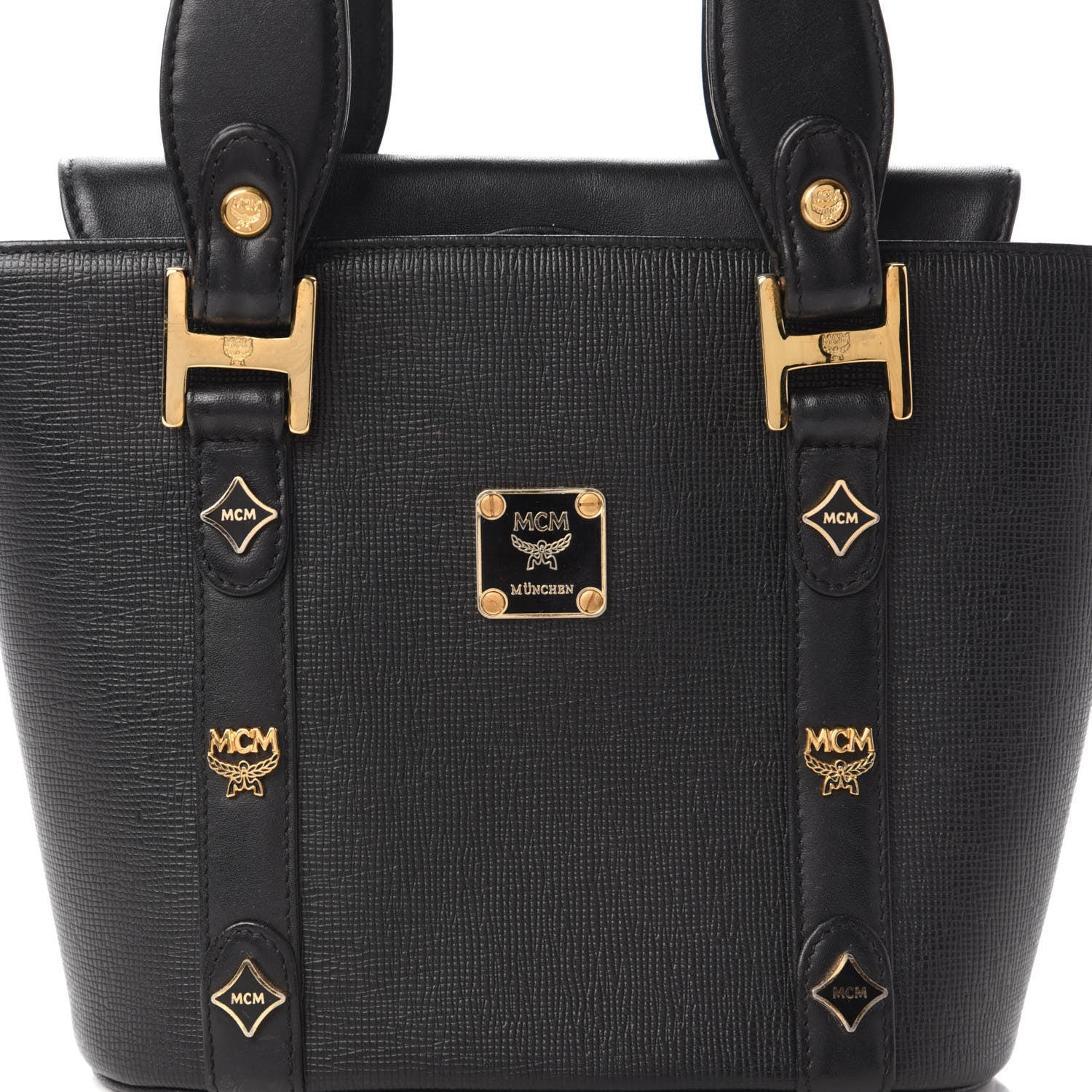 MCM Grained Calfskin Mini Tote Black 9 of 9