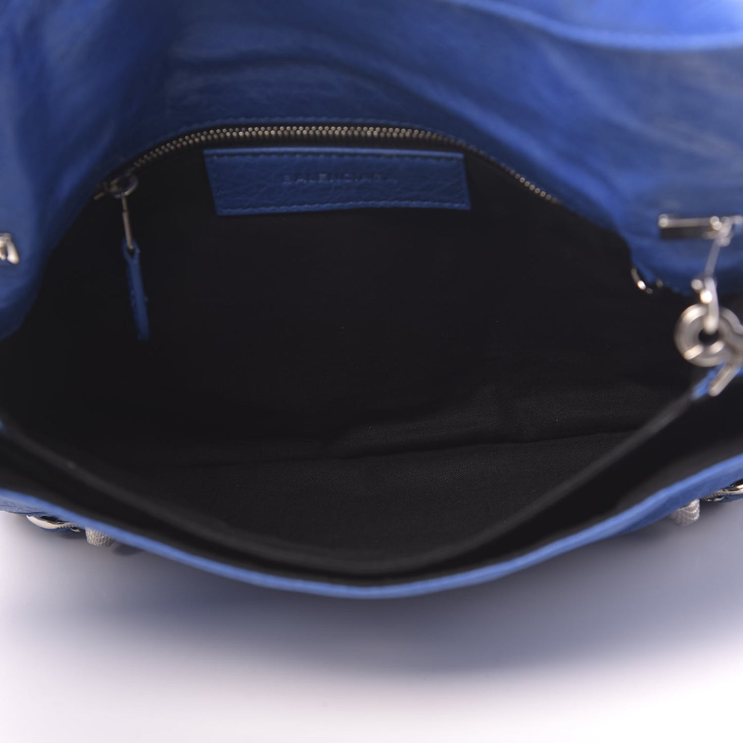 Agneau Giant 12 Silver Envelope Strap Clutch Bleu Lazuli