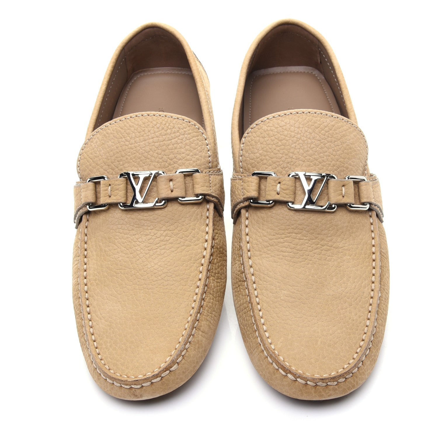 Louis Vuitton Nubuck Mens Hockenheim Moccasin Loafers 9 Beige 8 of 11