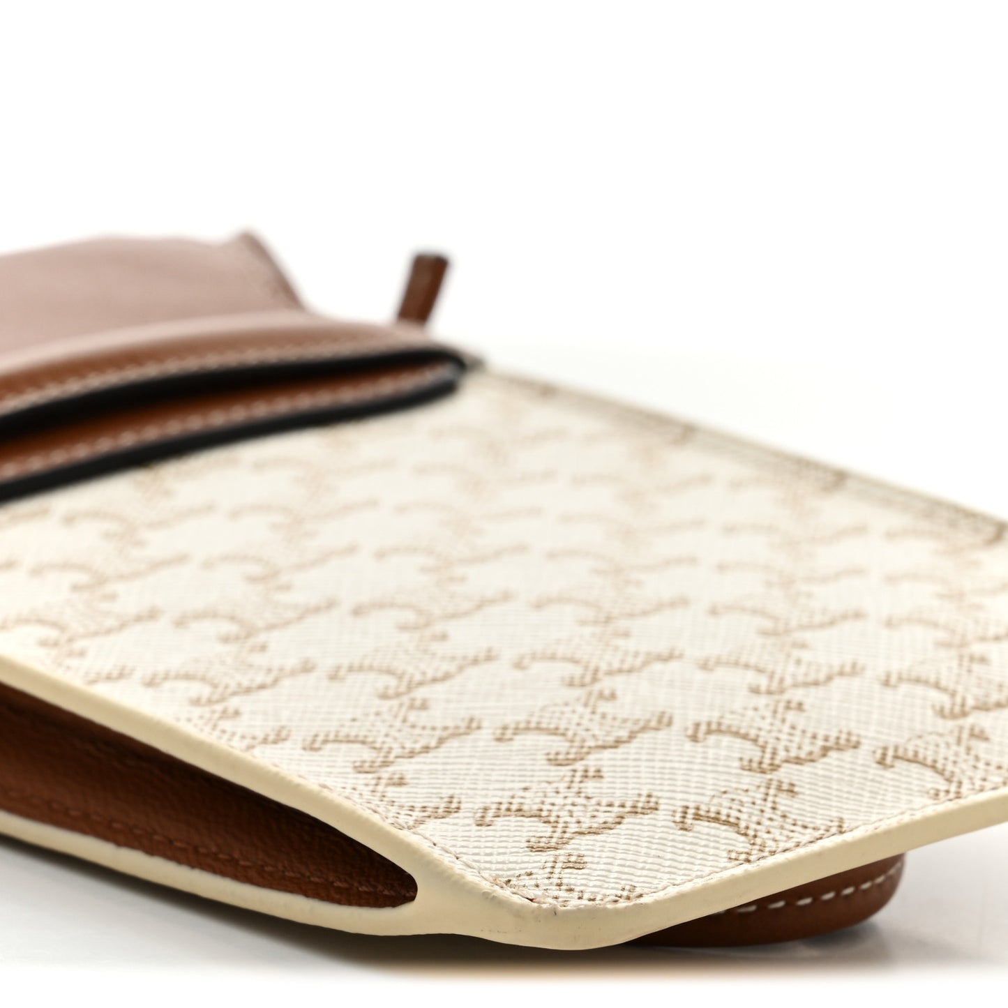 Triomphe Canvas Lambskin Phone Pouch With Flap White Tan