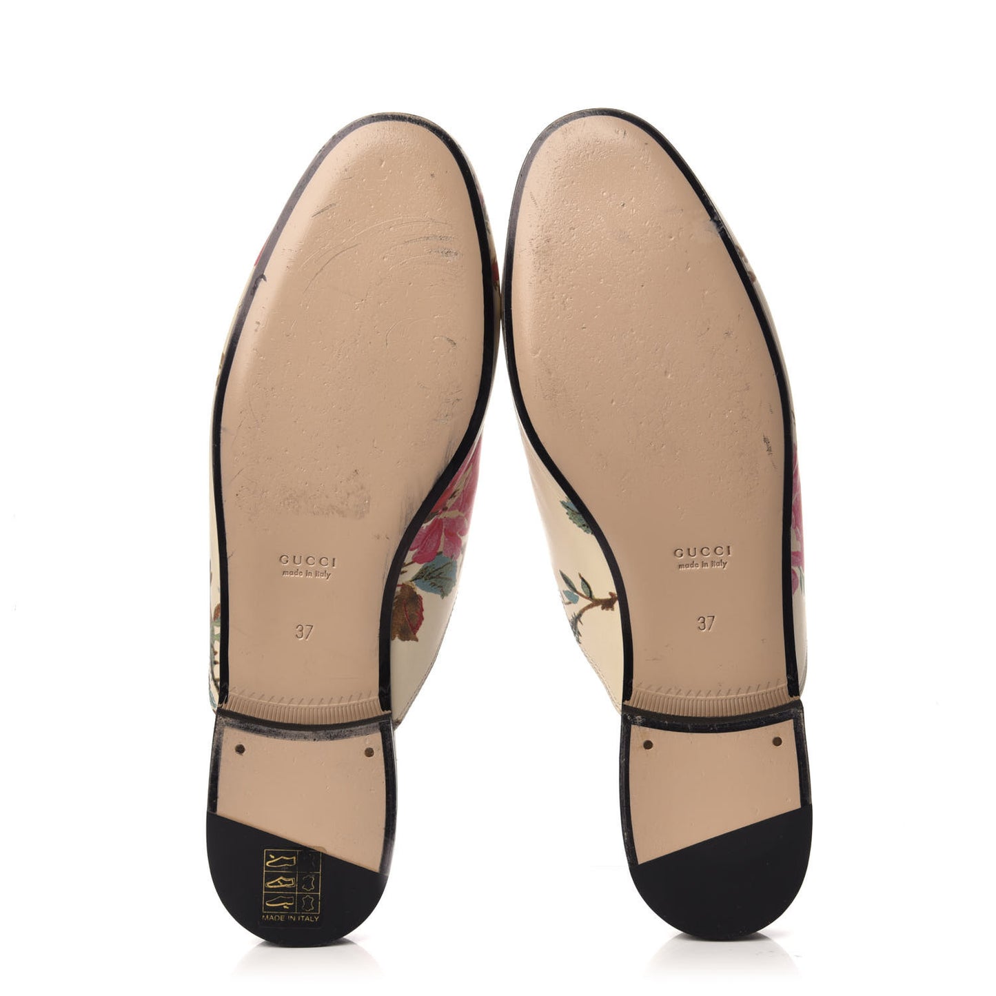 Calfskin Stamp Allover Rose Princetown Slippers 37 Ivory Multicolor