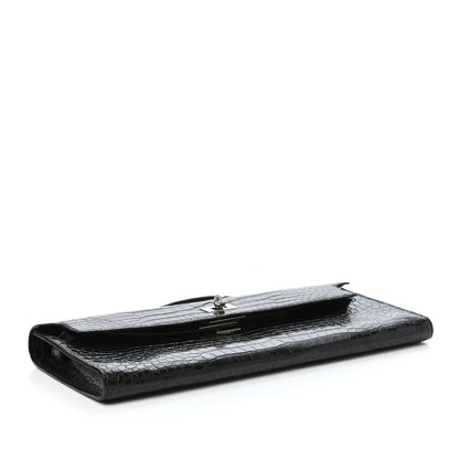 Hermes Matte Porosus Crocodile Kelly Cut Pochette Black 4 of 7