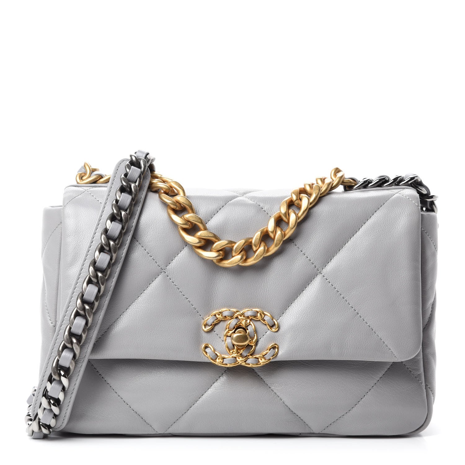 Chanel Goatskin Quilted Medium Chanel 19 Flap Grey 1 of 11