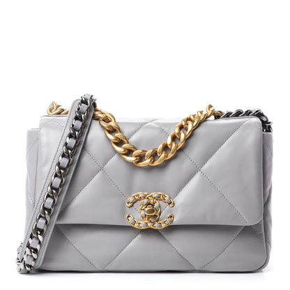 Chanel Goatskin Quilted Medium Chanel 19 Flap Grey 1 of 11