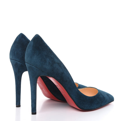 Christian Louboutin Veau Velours Pigalle 100 Pumps 38.5 Blue Khol 4 of 10