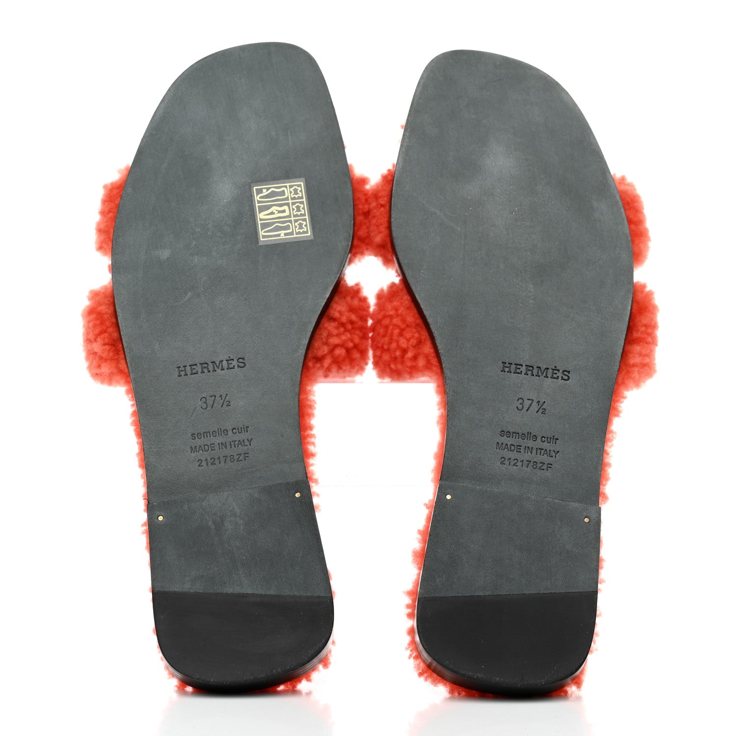 Hermes Woolskin Oran Sandals 37.5 Orange 5 of 8