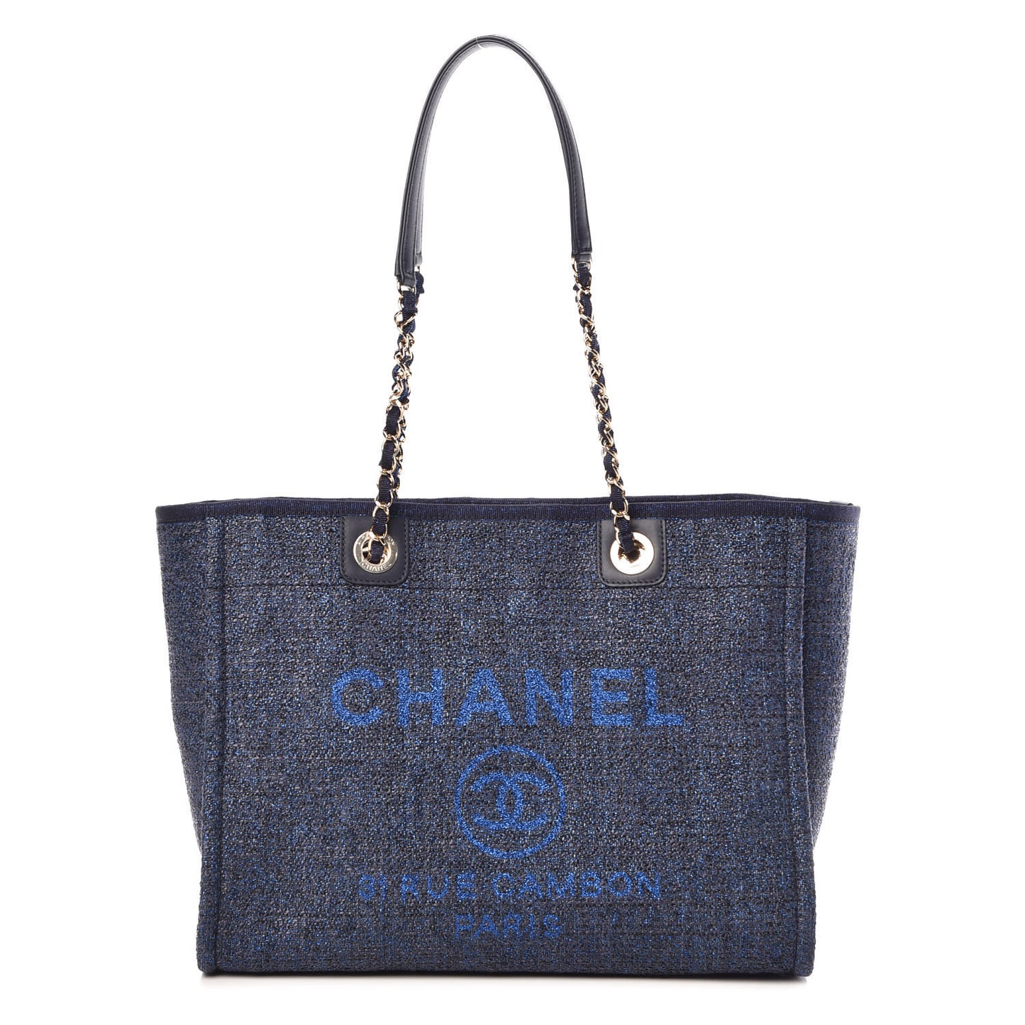 Lurex Boucle Small Deauville Tote Blue