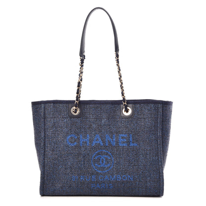 Chanel Lurex Boucle Small Deauville Tote Blue 1 of 9
