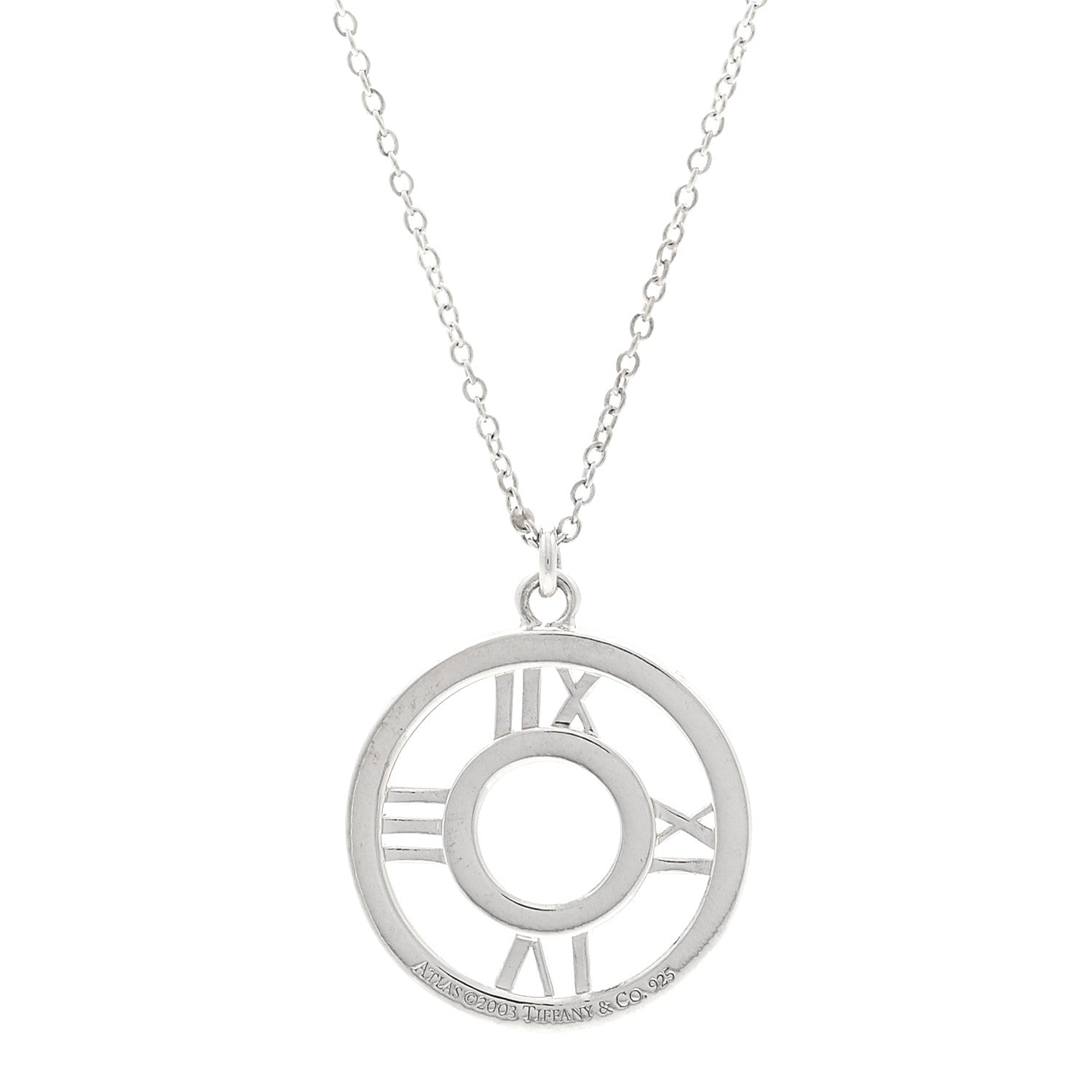 Tiffany Sterling Silver Medium Atlas Open Pendant Necklace 4 of 5