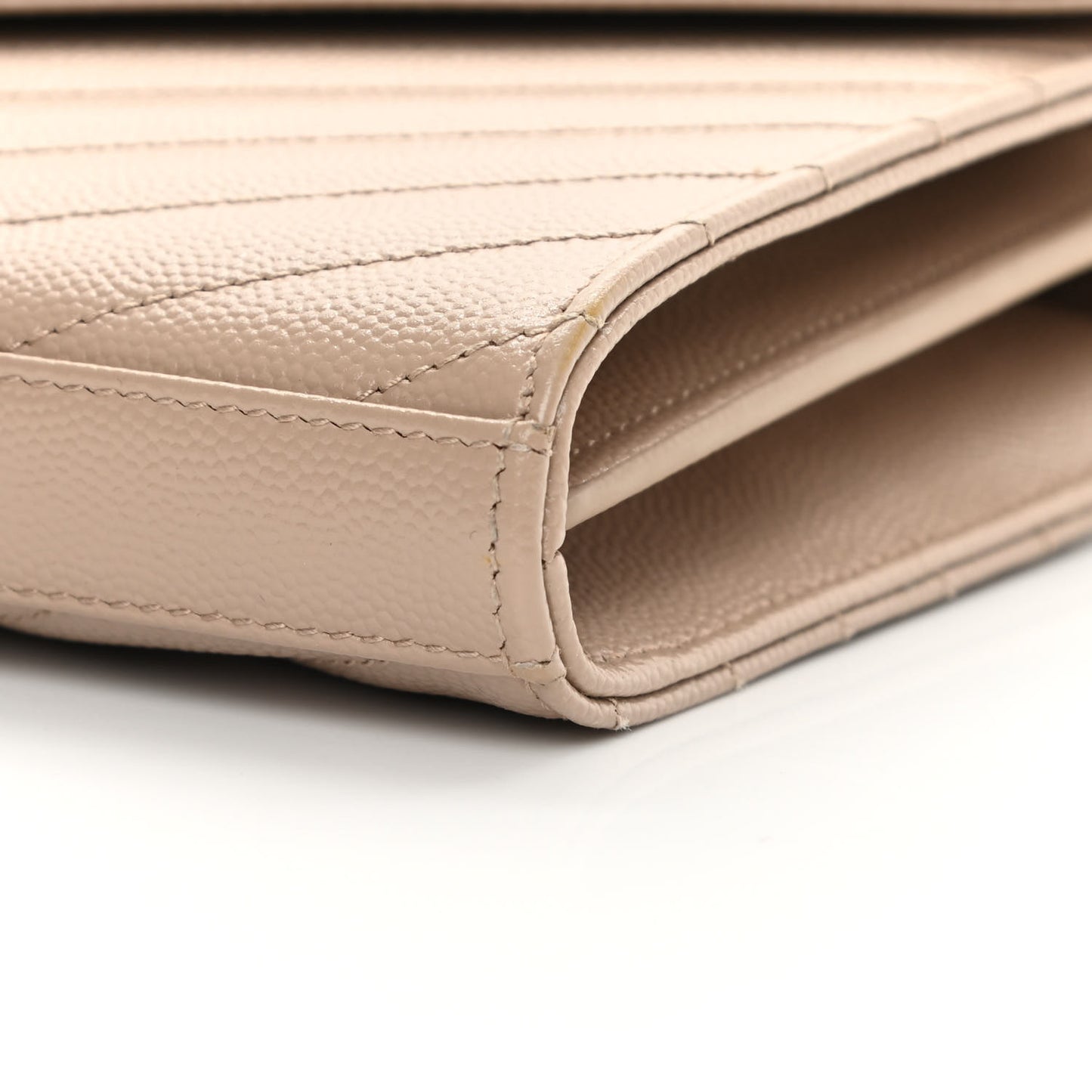 Grain De Poudre Matelasse Chevron Monogram Chain Wallet Dark Beige