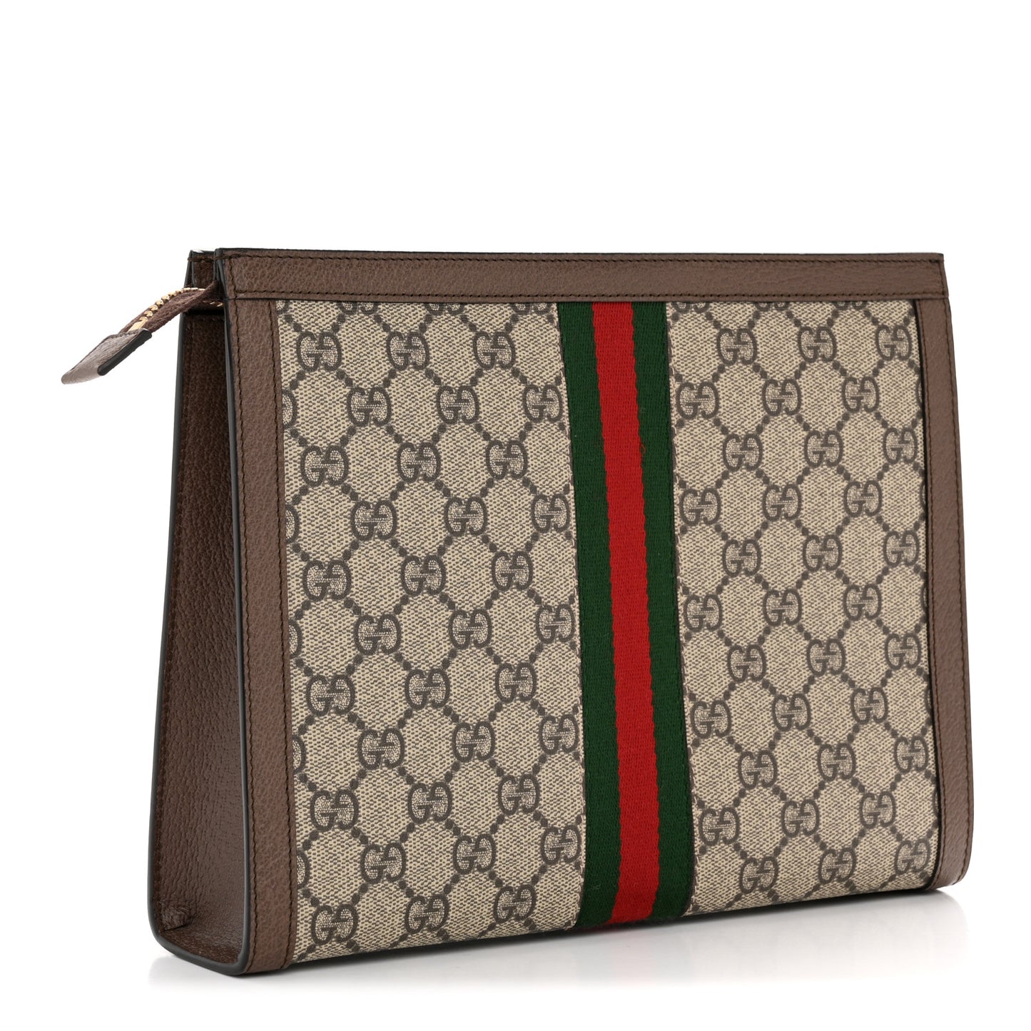 GG Supreme Monogram Web Ophidia Pouch Brown