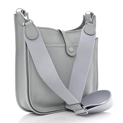 Hermes Taurillon Clemence Evelyne III PM Bleu Pale 3 of 11