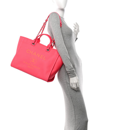 Chanel Mixed Fibers Calfskin Medium Deauville Tote Pink Orange 2 of 12