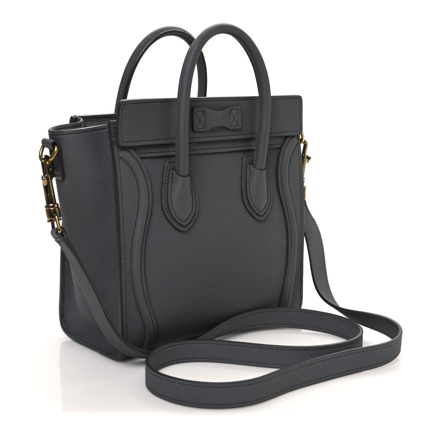 Drummed Calfskin Nano Luggage Kohl