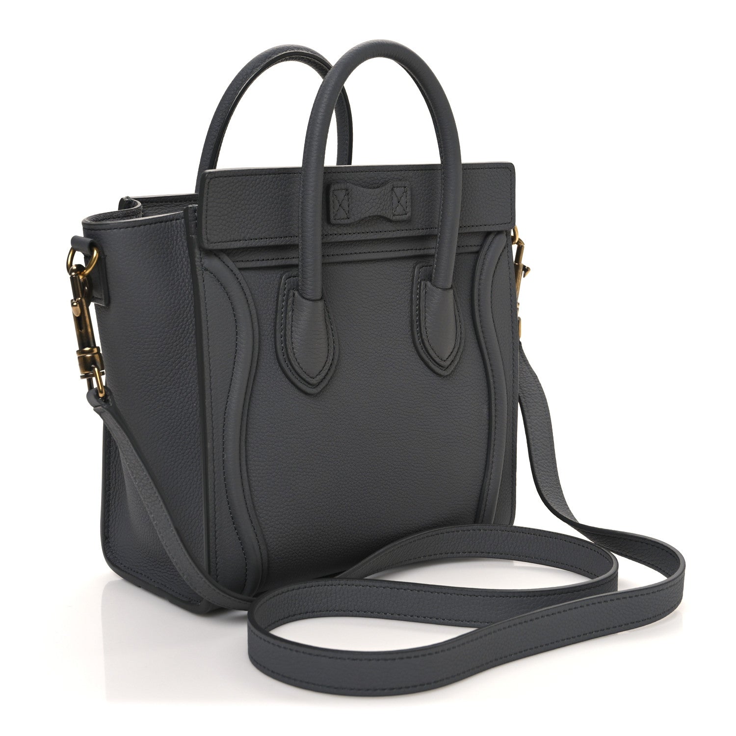 Celine Drummed Calfskin Nano Luggage Kohl 2 of 10