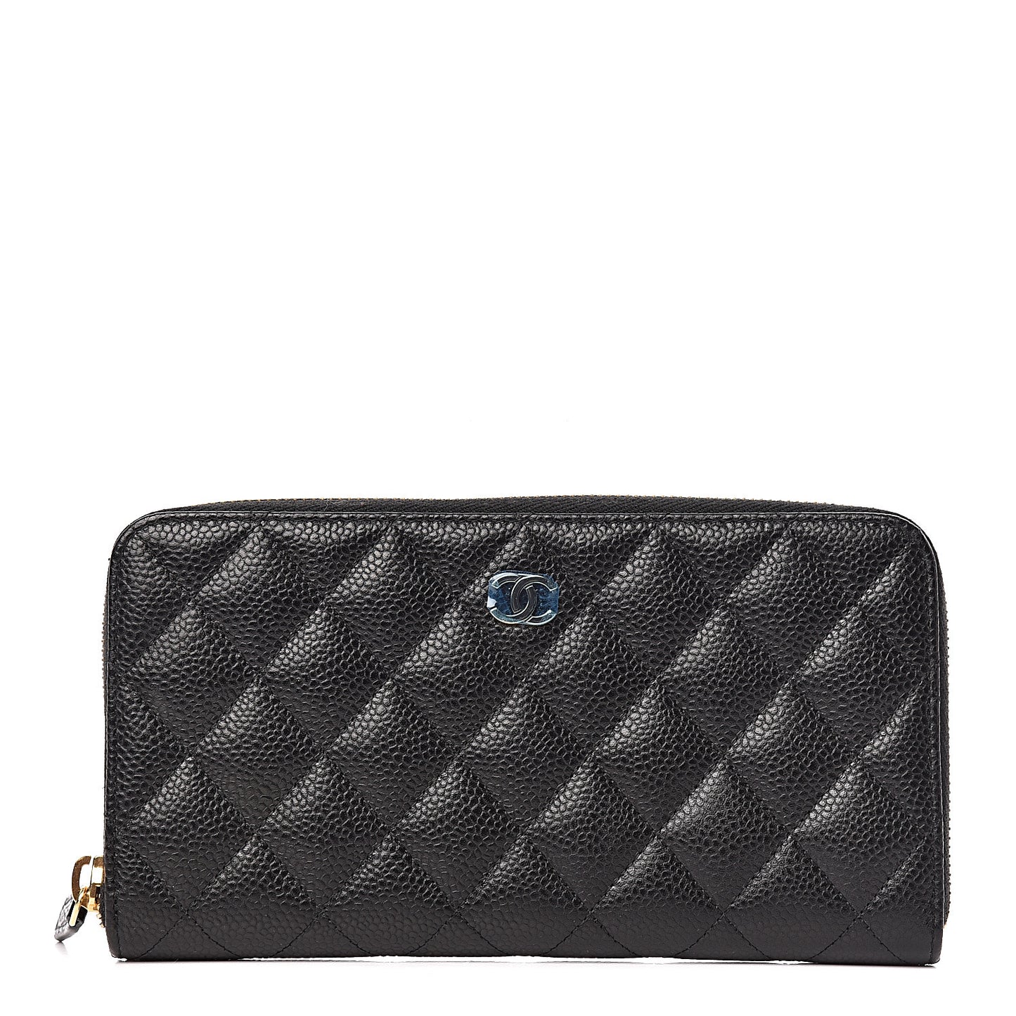Caviar Quilted Large Gusset Zip Around Wallet Black