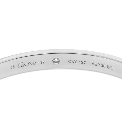 Cartier 18K White Gold 1 Diamond LOVE Cuff Bracelet 17 4 of 5
