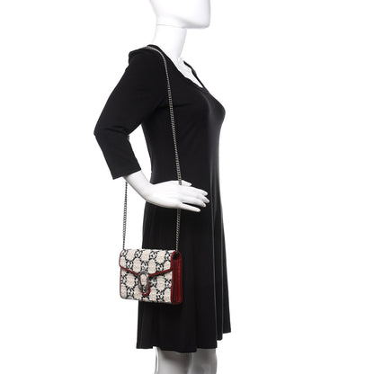 Gucci Tweed GG Monogram Mini Dionysus Chain Wallet White Black Romantic Cherry 2 of 10
