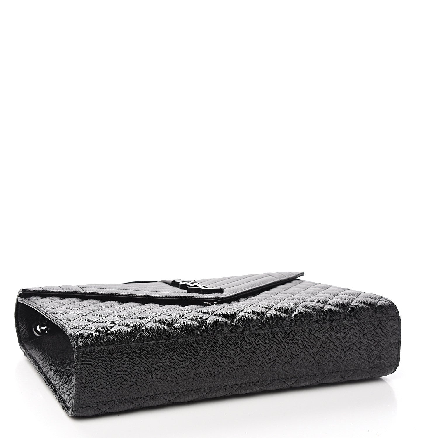 Saint Laurent Grain De Poudre Textured Mixed Matelasse Large Triquilt Monogram Monochrome Satchel Black 3 of 9