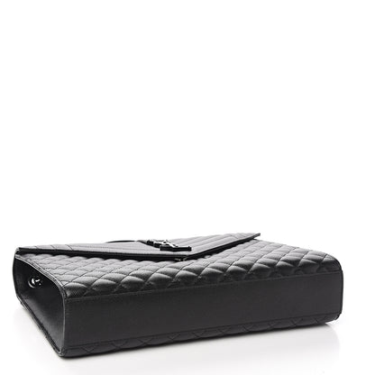Saint Laurent Grain De Poudre Textured Mixed Matelasse Large Triquilt Monogram Monochrome Satchel Black 3 of 9