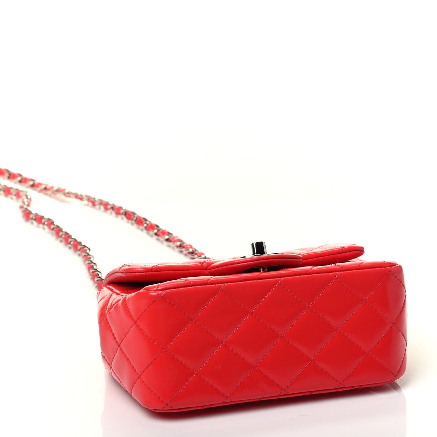 Patent Quilted Mini Square Flap Red