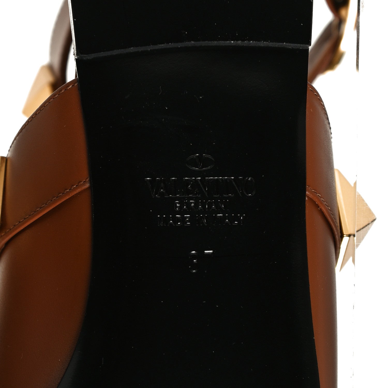 Valentino Garavani Calfskin Roman Stud Ankle Strap Flat Mules 37 Selleria 8 of 10