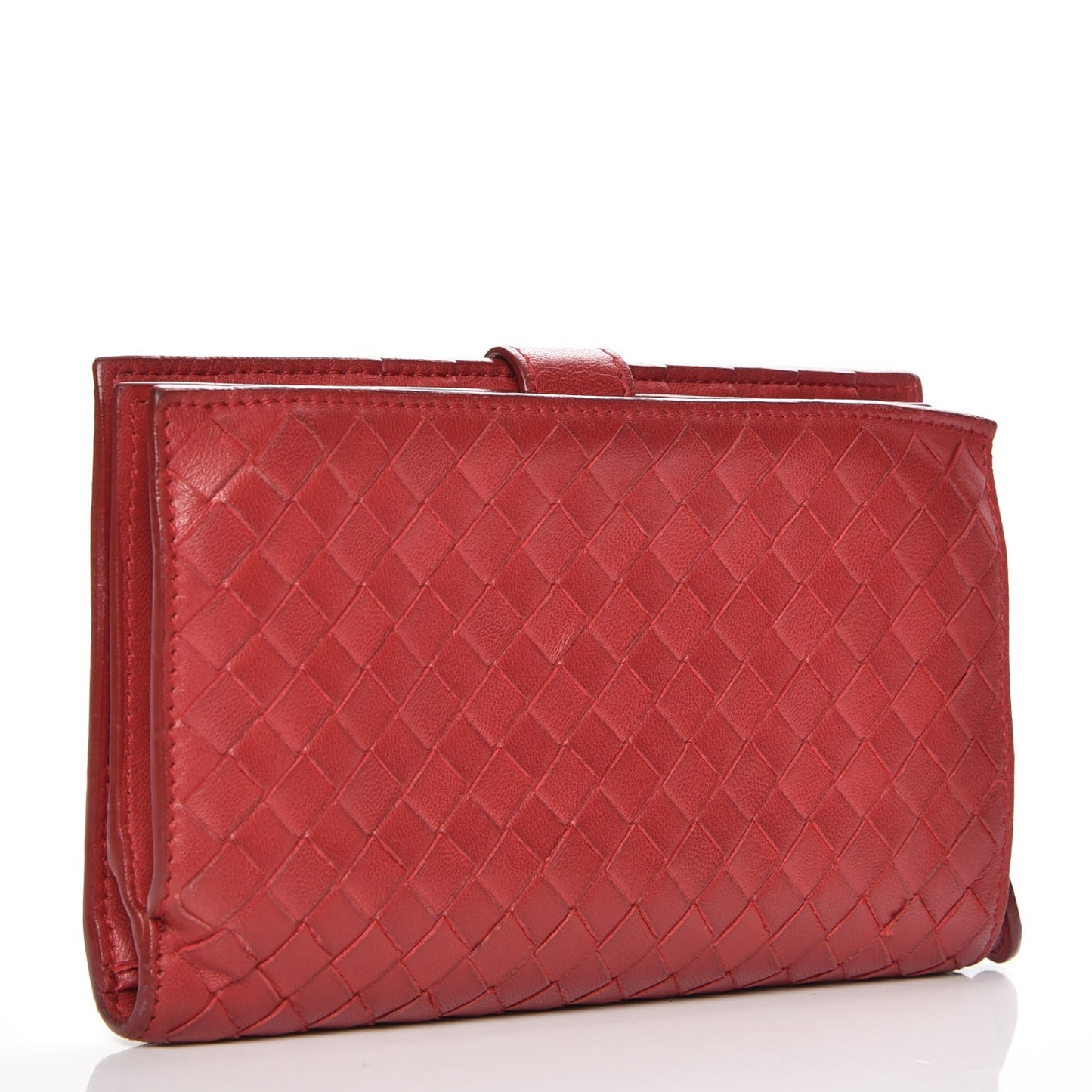 Nappa Intrecciato Continental Snap Wallet Red