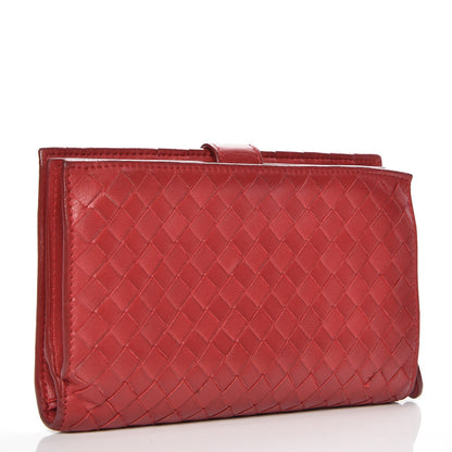 Bottega Veneta Nappa Intrecciato Continental Snap Wallet Red 3 of 7