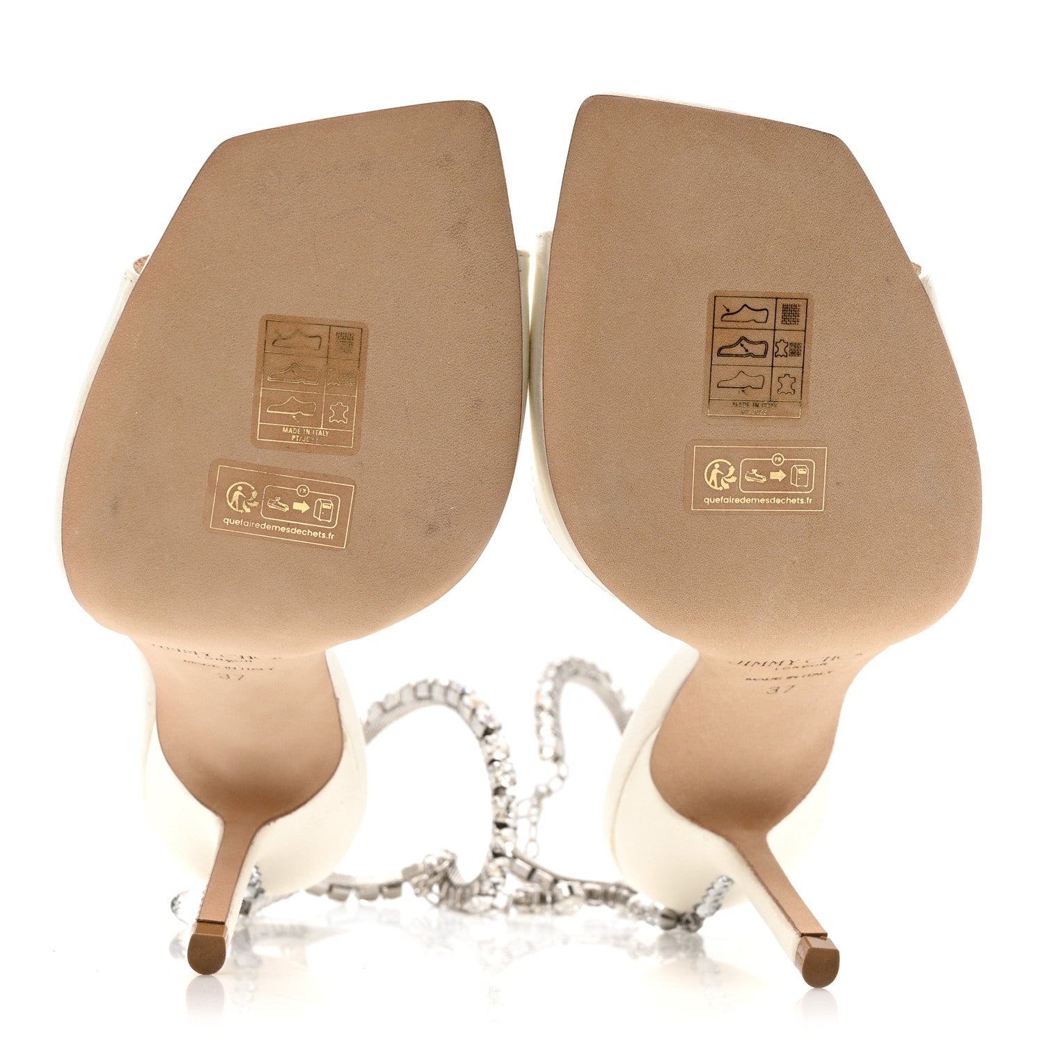 Jimmy Choo Satin Crystal Saeda 100 Sandals 37 White 6 of 10