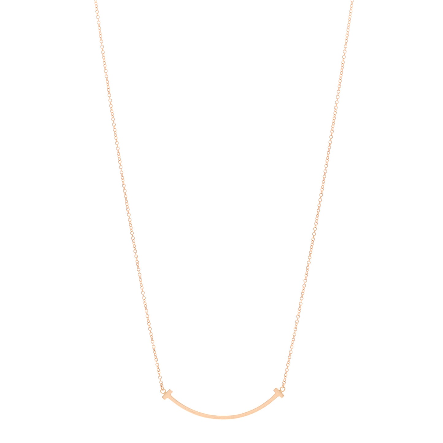 18K Rose Gold Small T Smile Pendant Necklace