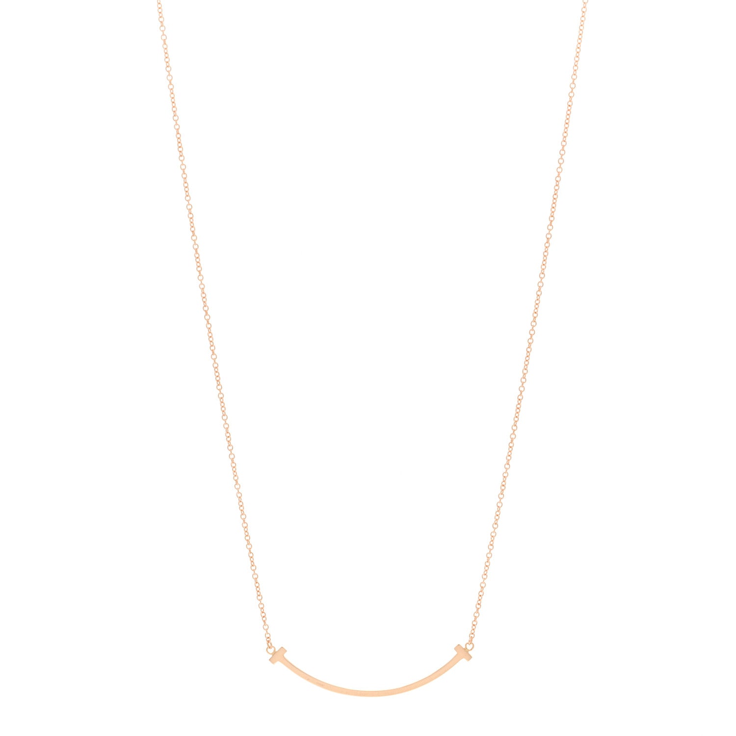 Tiffany 18K Rose Gold Small T Smile Pendant Necklace 1 of 5