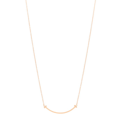 Tiffany 18K Rose Gold Small T Smile Pendant Necklace 1 of 5