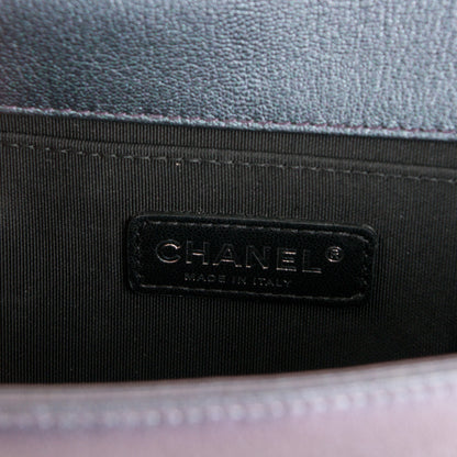 Chanel Iridescent Goatskin Quilted Medium Boy Flap Purple 8 of 9