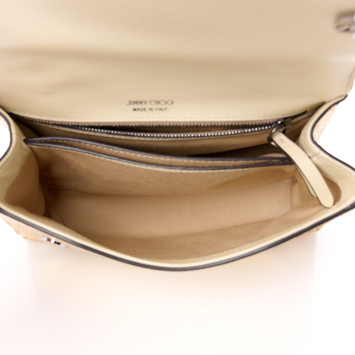 Jimmy Choo Metallic Calfskin Lizard Crystal Embossed Cheri Top Handle Bag Gold 5 of 10