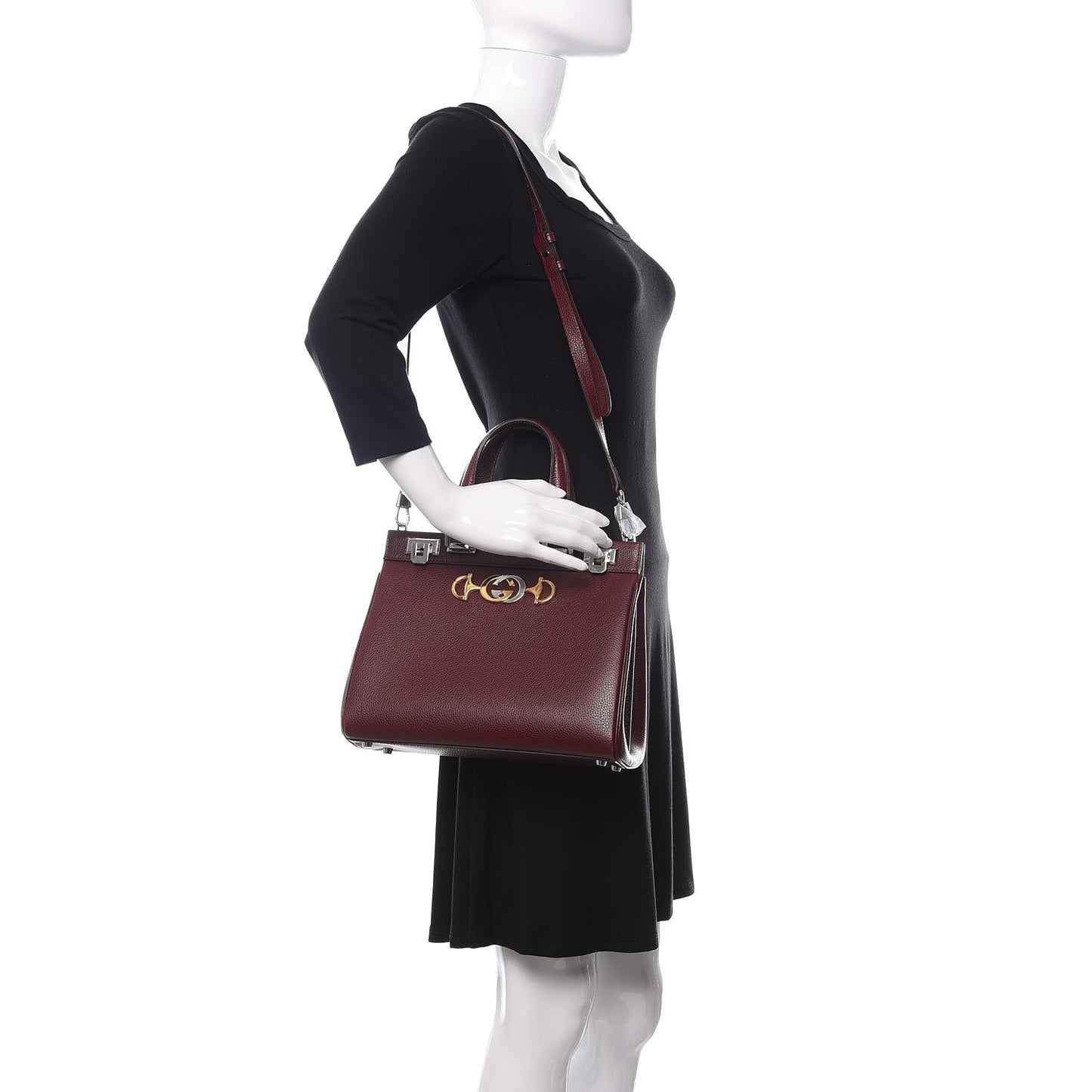 Grainy Calfskin Small Zumi Top Handle Bag Vintage Bordeaux